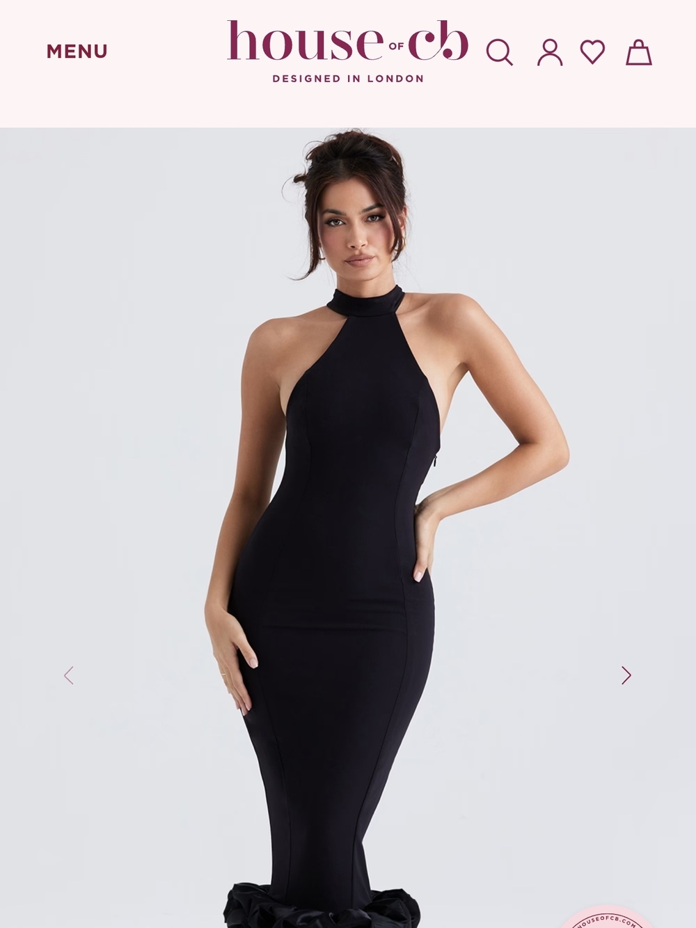 House of CB Black One-Shoulder Halter Bodycon Gown